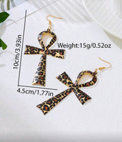 Leopard ankh earrings
