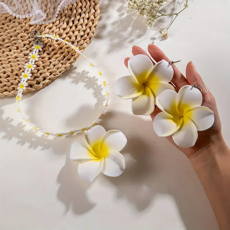 Toucana Egg Flower Earrings for Women – Boho Oversized Statement Party & Wedding Jewelry Set