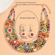 1pc Luxury Bohemian Style Necklace Set With Imitation Crystal Wave Beads & Coffee Color Aluminum Chain, Suitable For Women Wedding, Party, Beach, Holiday