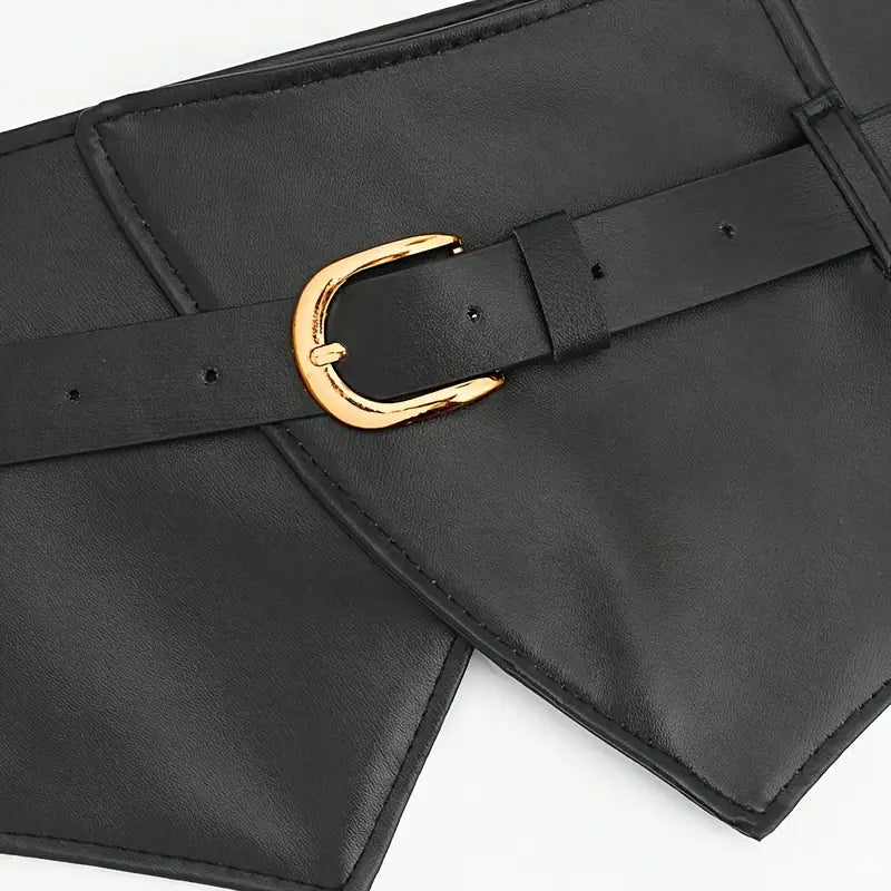 Trendy Women’s Belt for Coat/Dress – Elastic Stretch Belt, Black, Wide Style Option
