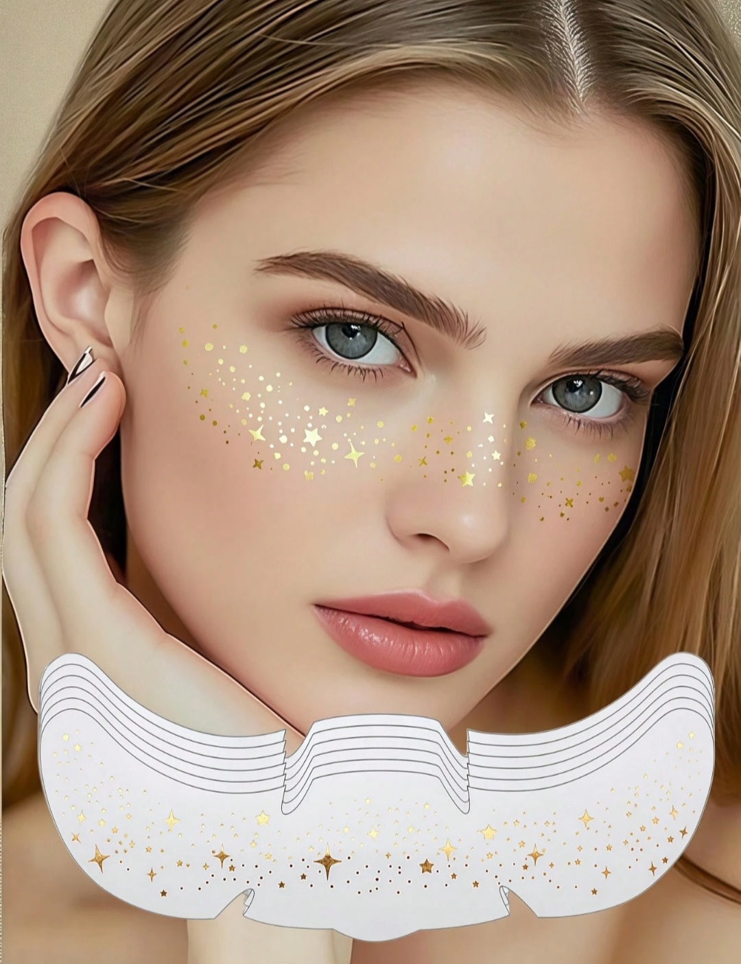 Glitter Face Tattoos Gold BY SHEIN