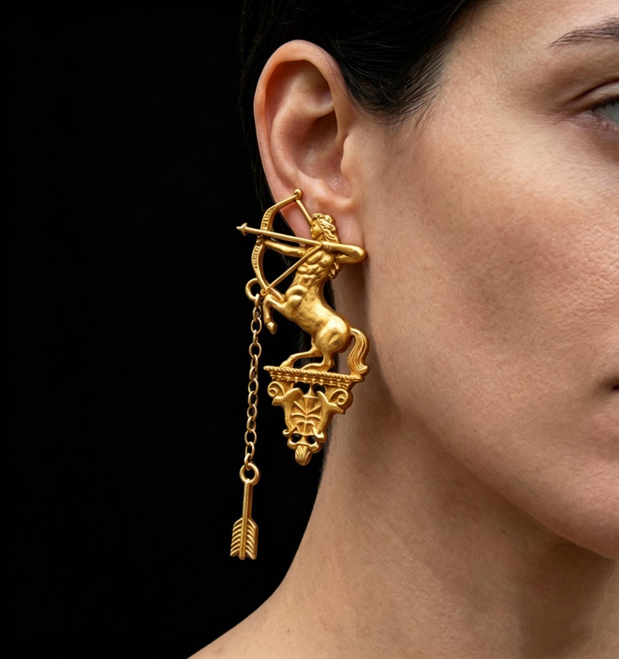 Sagittarius Archer Statement Drop Earrings