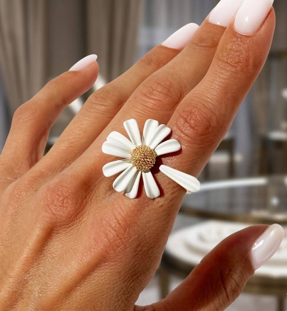 Cute Colours Daisy Ring for Girls, Adjustable Opening Sun Flower Ring for Women