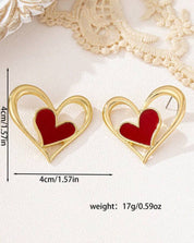   1 Pair Minimalist Stylish Hollow Leopard Print Heart Design Stud Earrings, Versatile For Dates, Gatherings, Parties, Gift
