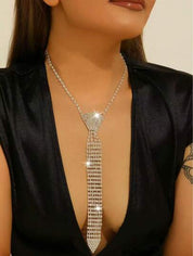 1pc Rhinestone Decorated Arrow Shaped Fashion Tie For Wedding Dress