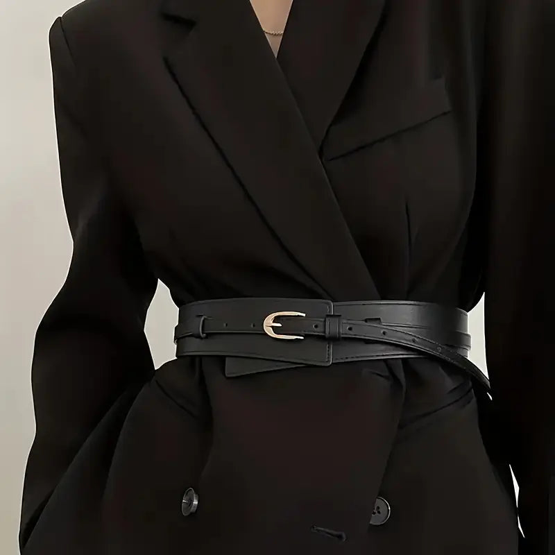 Women’s Belt – Wide Fashion Decorative Band for Dresses and Blazer Jackets, Black