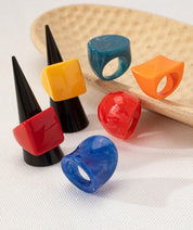 6pcs Set Vintage Exaggerated Acrylic Rings