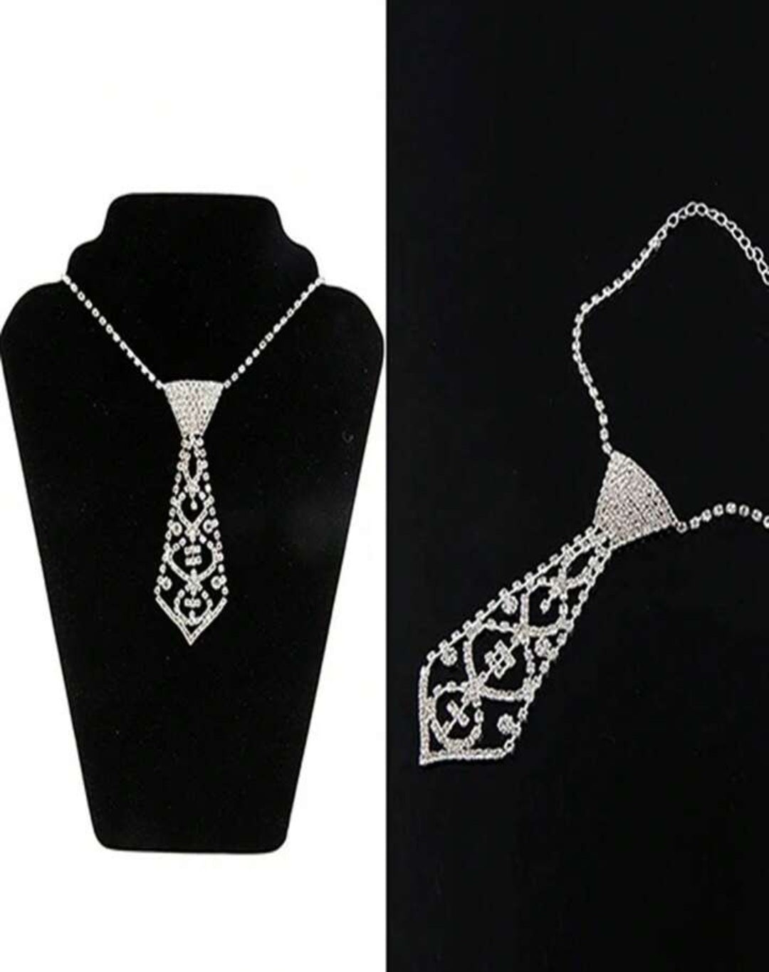 Elegant Tie-Shaped Necklace Adorned with Glitter and Rhinestones, Adjustable, Perfect for Trendy Occasions Like Graduation Parties, Valentine’s Day, and Mother’s Day – Ideal Gift