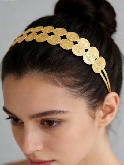 Elegant Women’s Multi-Layer Hair Tie Decorated with Turkish Coins – Perfect for Women’s Parties & Everyday Styling