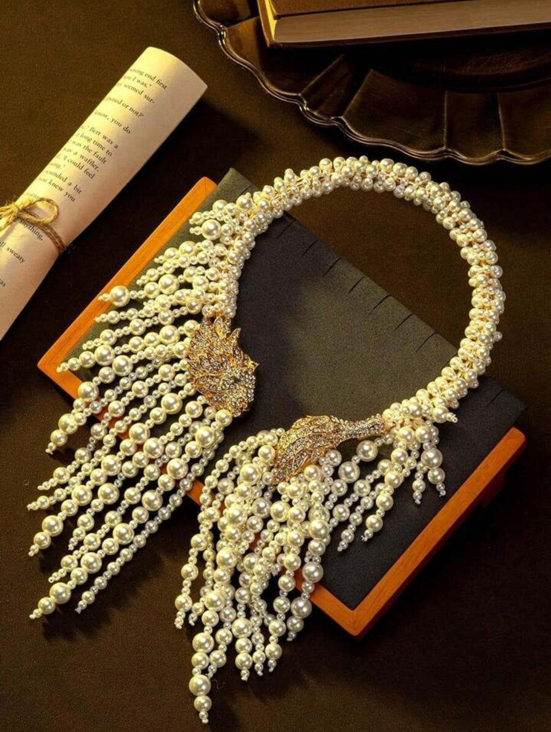 Vintage Lion Head, Lion Tail, Faux Pearl Tassel, Luxurious Necklace, Earrings Suitable For Women's Daily Wear, Gifts, Dance Accessories