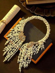 Vintage Lion Head, Lion Tail, Faux Pearl Tassel, Luxurious Necklace, Earrings Suitable For Women's Daily Wear, Gifts, Dance Accessories