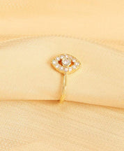 U-Shaped Micro-Integrated Fake Nose Ring, Eye Design in Gold, Non-Piercing Nose Clip Nose Stud