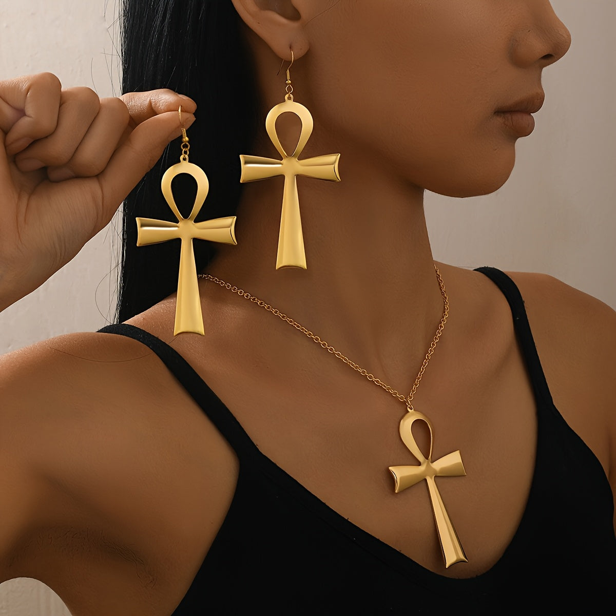 Ankh Jewelry Set – Necklace & Earrings