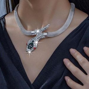 SHEIN women's snake-shaped necklace with rhinestone beads – silver color – elegant party jewelry.