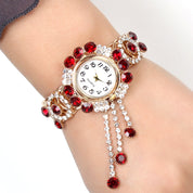 CdyBox Women’s Quartz Watch and Ring Set – Alloy Steel Tassel Bracelet, Fashionable Ladies Bangle Wristwatch with Matching Ring