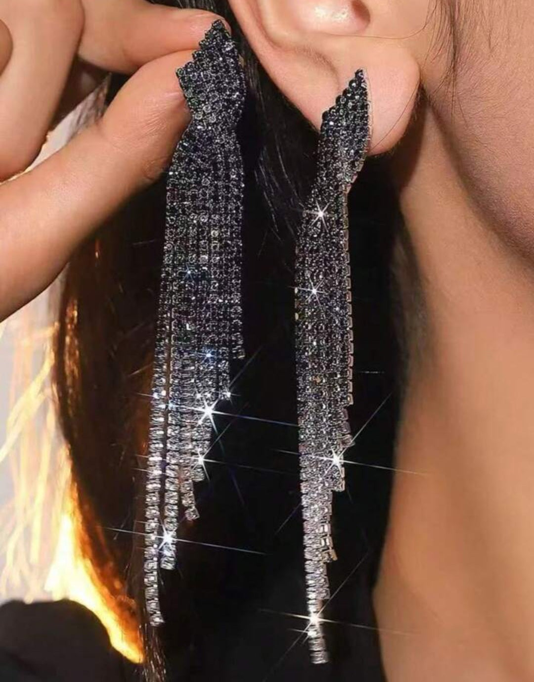 1 Pair of Elegant Earrings for Women with Full Rhinestones and Gradient Tassels, Versatile Fashion Earrings for Wedding, Party, or Formal Dress