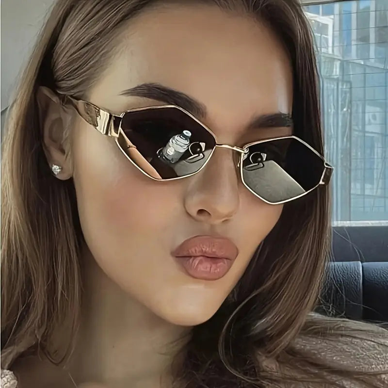 SHEIN Rhombus Metal Small Frame Y2K Fashion Fashion Glasses